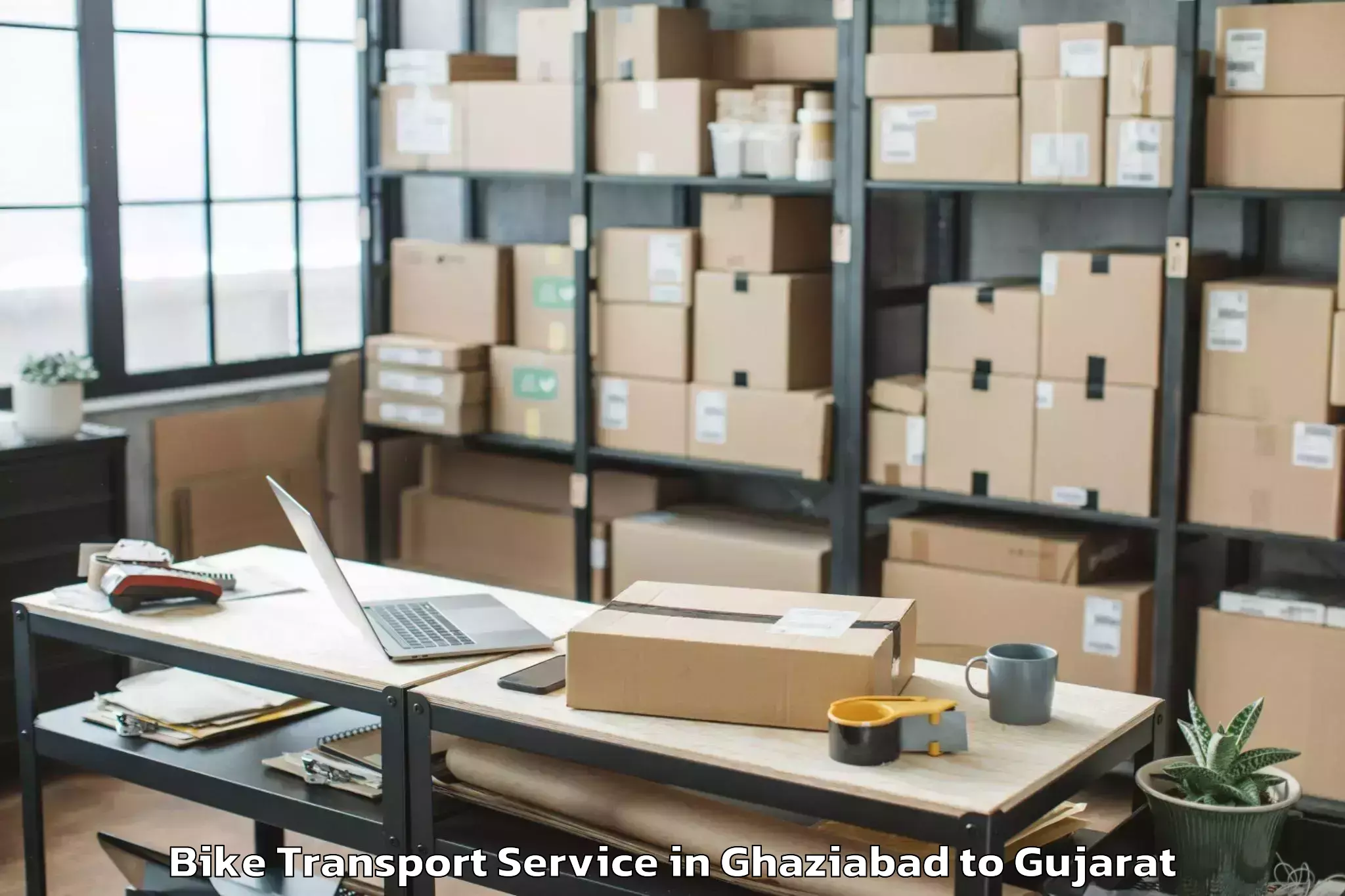 Professional Ghaziabad to Marwadi University Rajkot Bike Transport